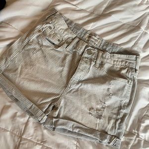 Mom Shorts blue & white stripe